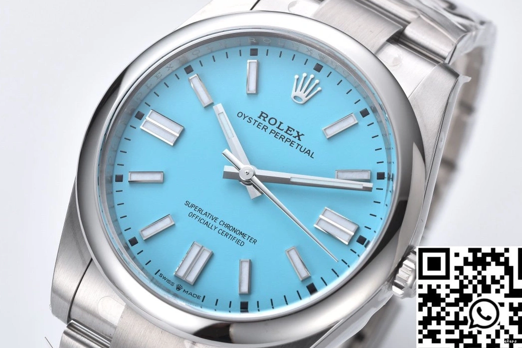 Turquoise Factory Dial Rolex Perpetual Clean Blue M124300-0006 41MM Oyster 0422
